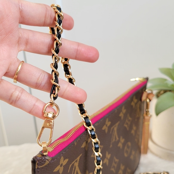 💕 LOUIS VUITTON Neverfull Monogram "PEONY" Mm/Gm Clutch/ Wristlet/Crossbody - Picture 10 of 16